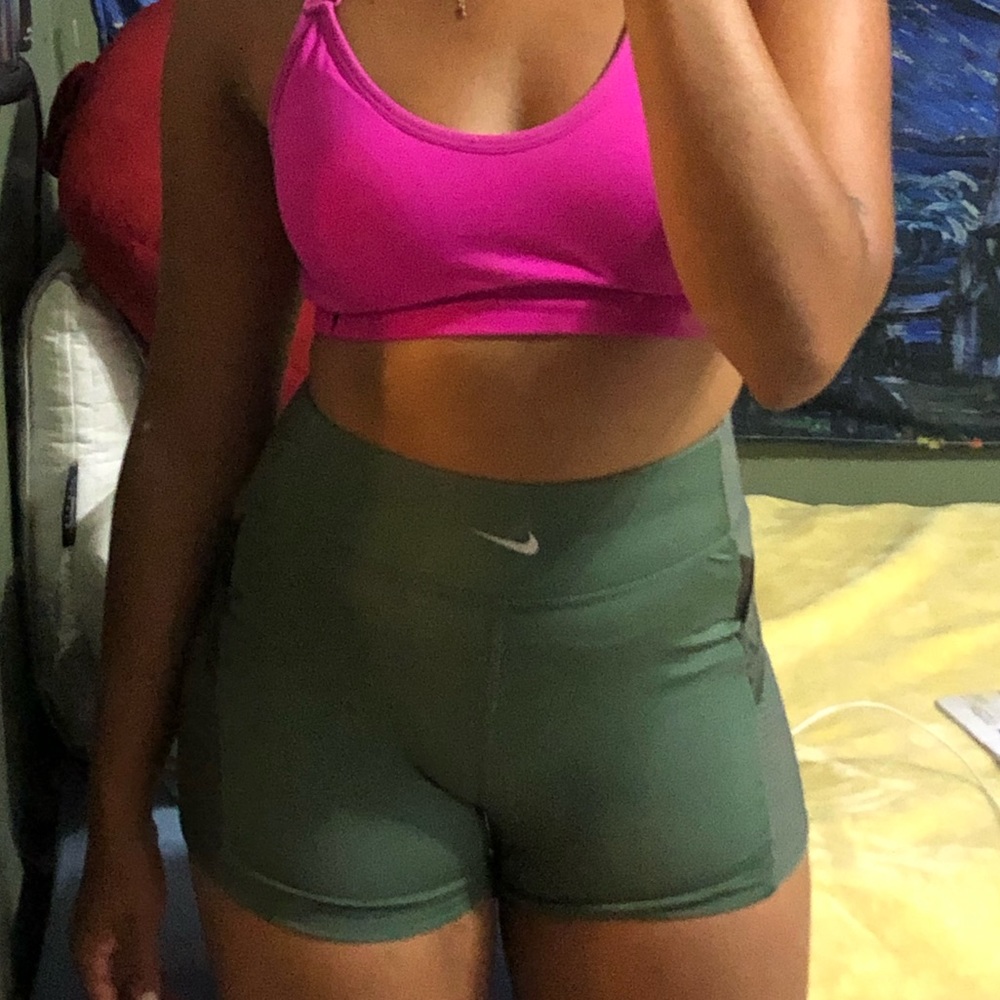 Green Nike pro shorts